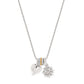 Brighton pendant necklace with silver-plated heart, crystal ring, and sunshine charm on a white background