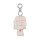 Brighton leather bag charm shown from the back with pink stripes, script text, and heart detail on a white background