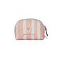 Brighton pouch with pink and white stripes, heart graphic, pinch me script, and zip closure on a white background