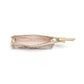 Brighton pouch shown open with pink patterned interior lining, silver-tone zipper, and leather wristlet strap on a white background