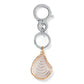 Brighton keychain with gold-plated shell charm in white enamel and silver-tone clip on a white background