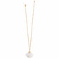 Brighton pendant necklace with gold-plated chain and white shell-shaped pendant with fluted gold accent on a white background