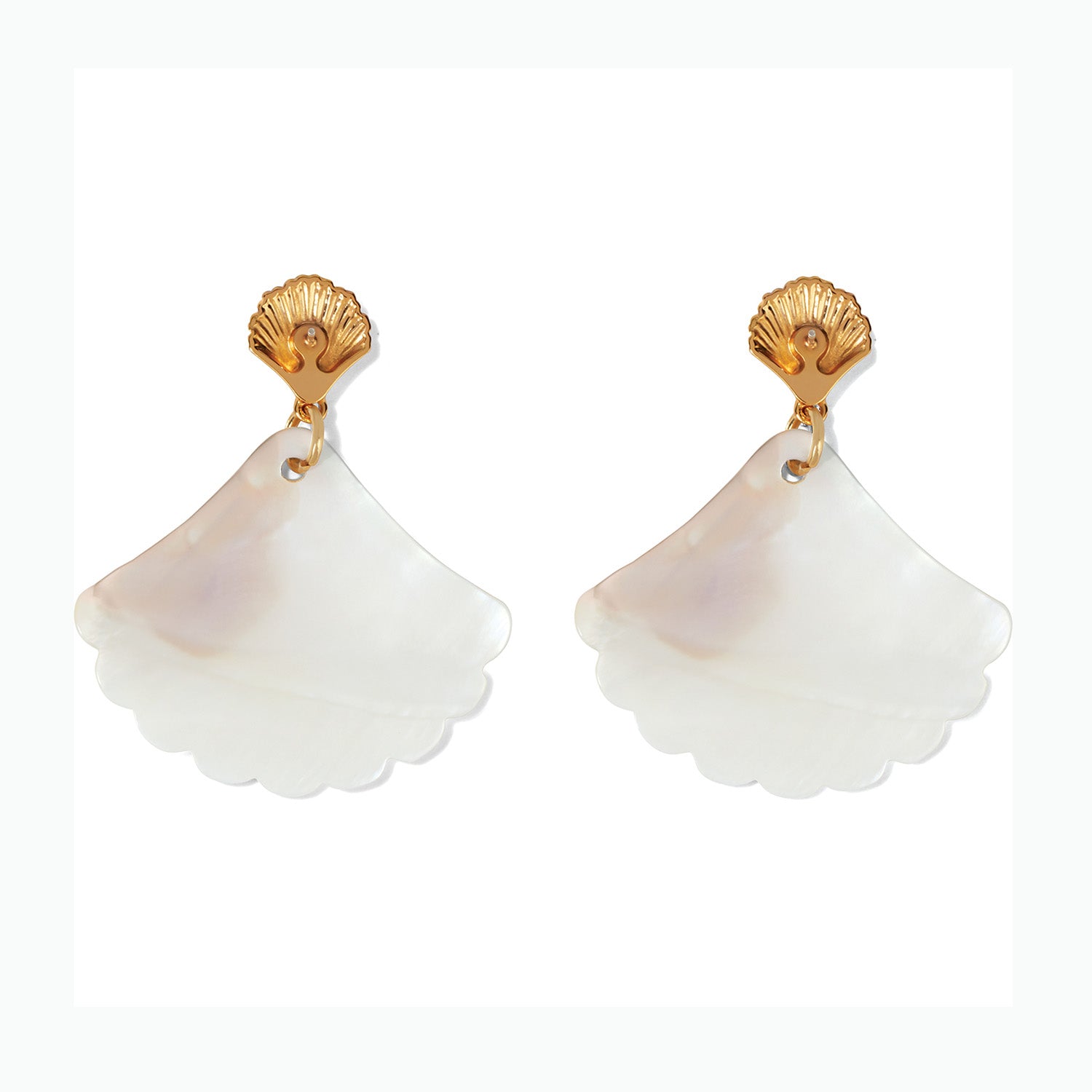 Sunset Cove Mother Of Pearl Shell Post Earrings gold-white 2