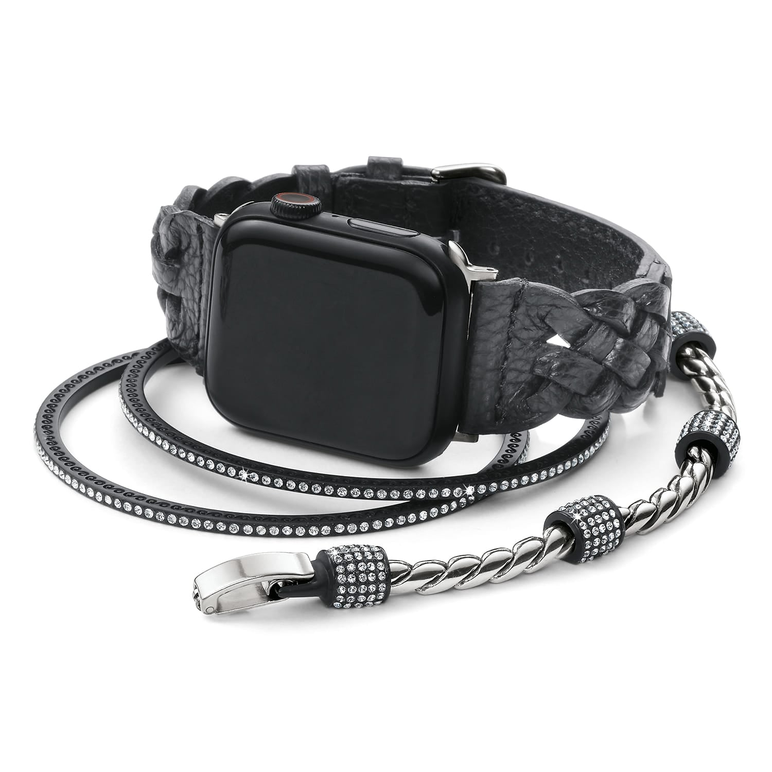 Sutton Braided Leather Watch Band black 28