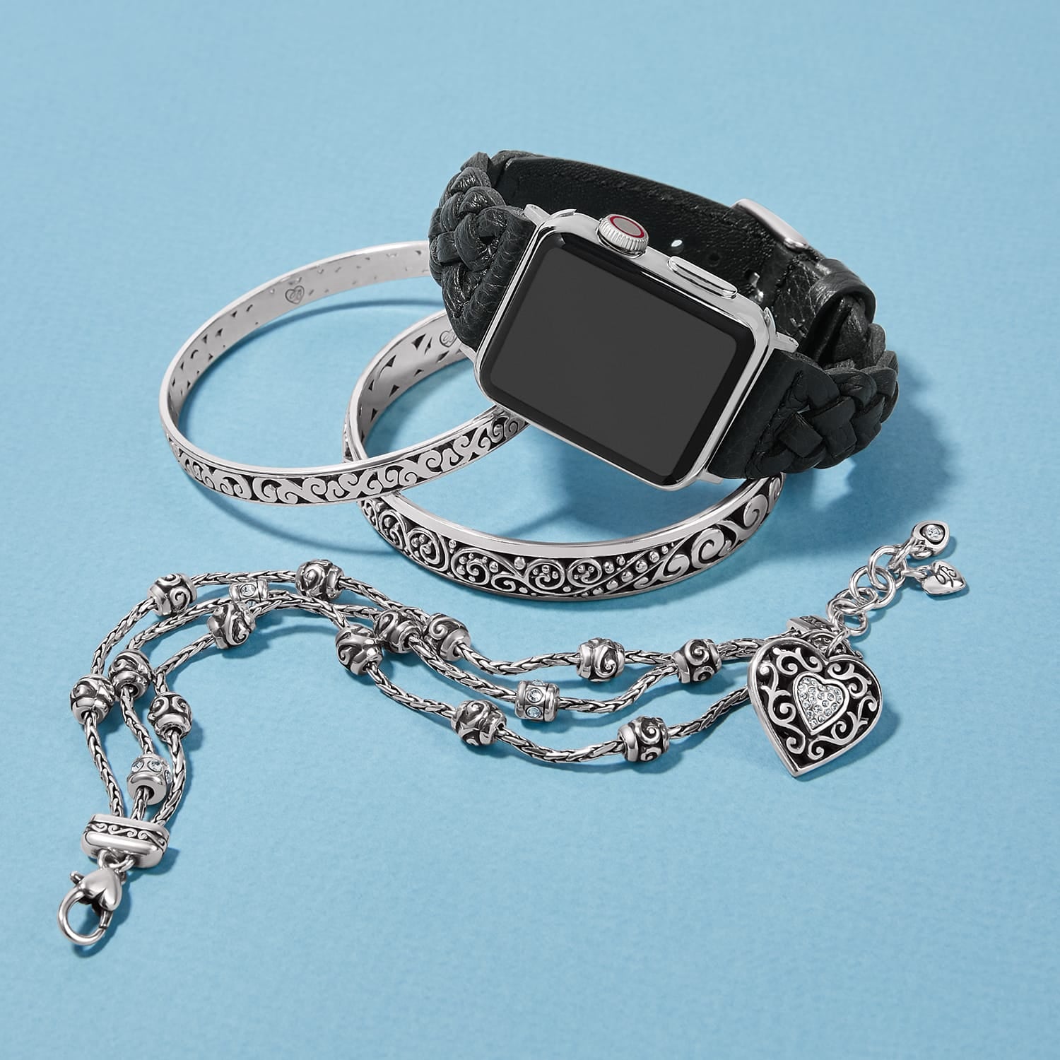 Sutton Braided Leather Watch Band black 30