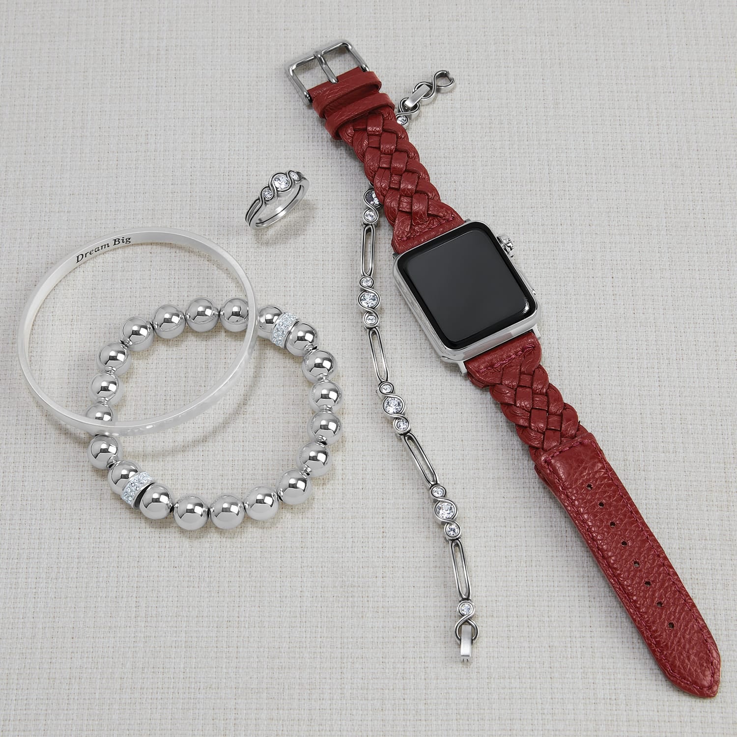 Sutton Braided Leather Watch Band chili-pepper 19