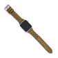 Brighton watch band in olive braided leather with silver-plated buckle and Apple Watch attached on a white background