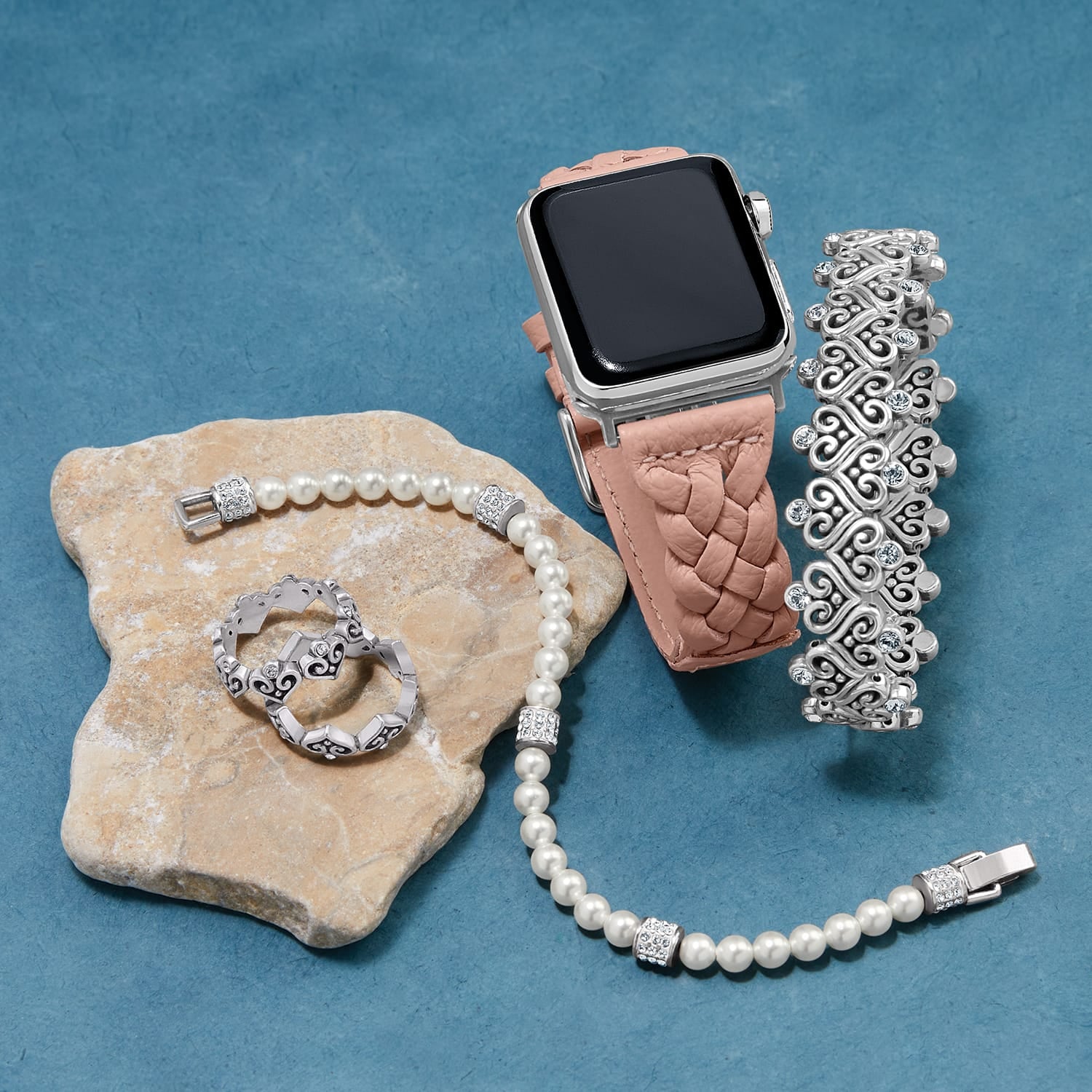 Sutton Braided Leather Watch Band pink-sand 23