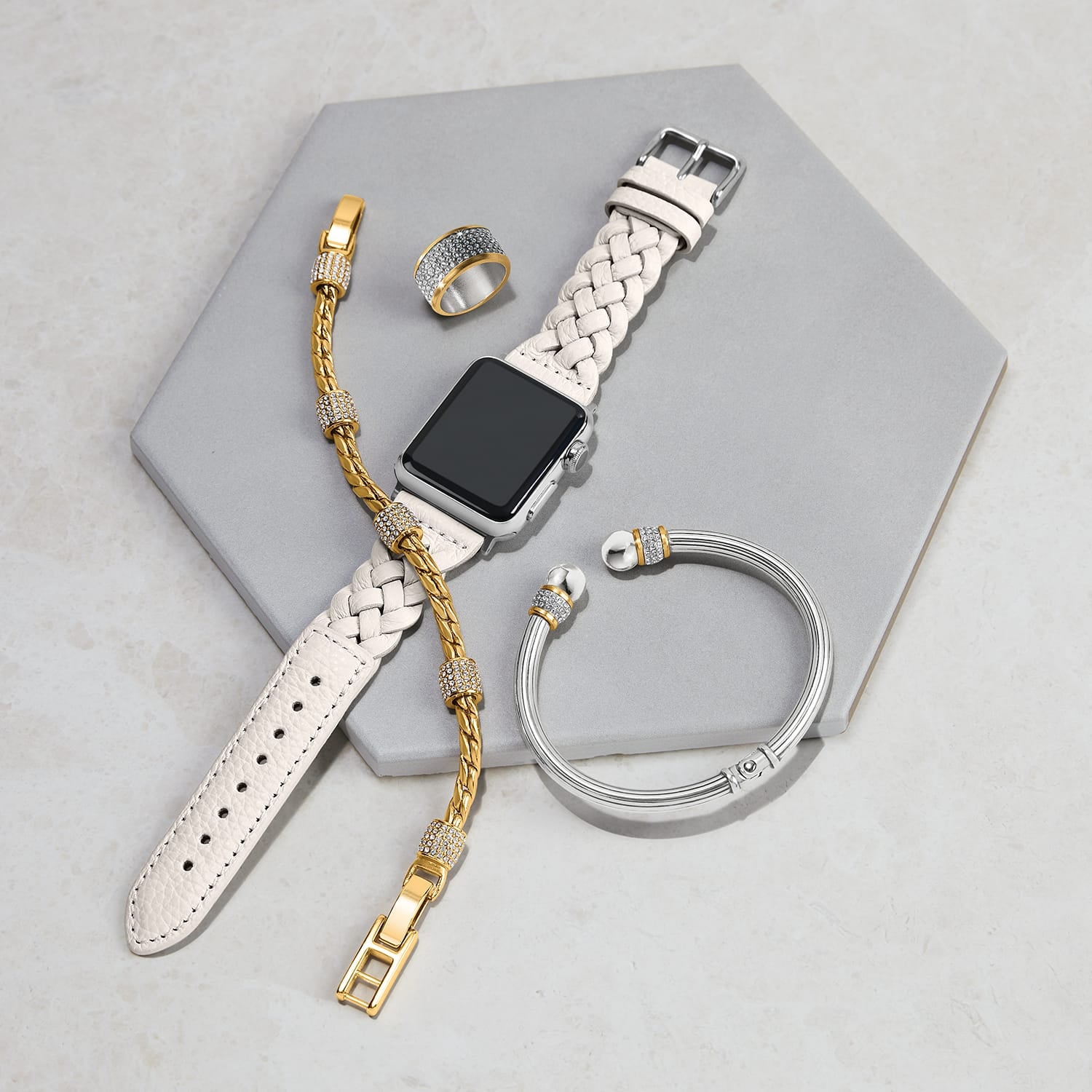 Sutton Braided Leather Watch Band shoe-white 14