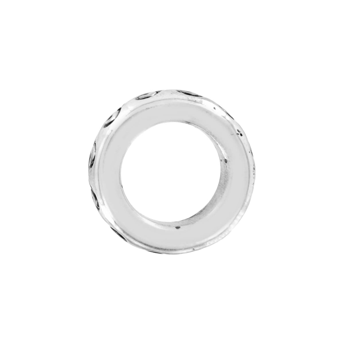 Brighton spacer charm with silver-plated finish and engraved detailing shown from the side on a white background
