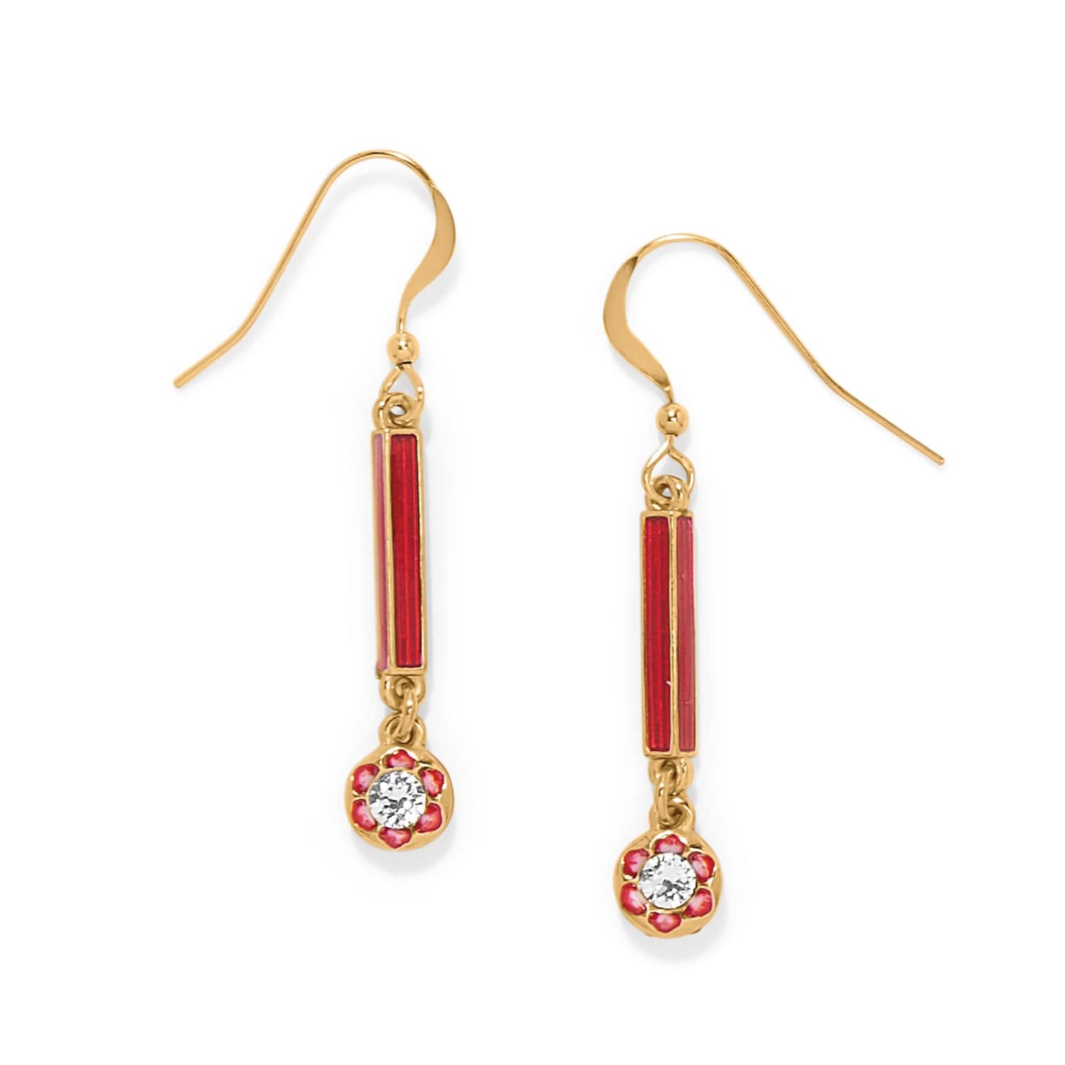 Sydney Poppy Drop French Wire Earrings gold-red 1