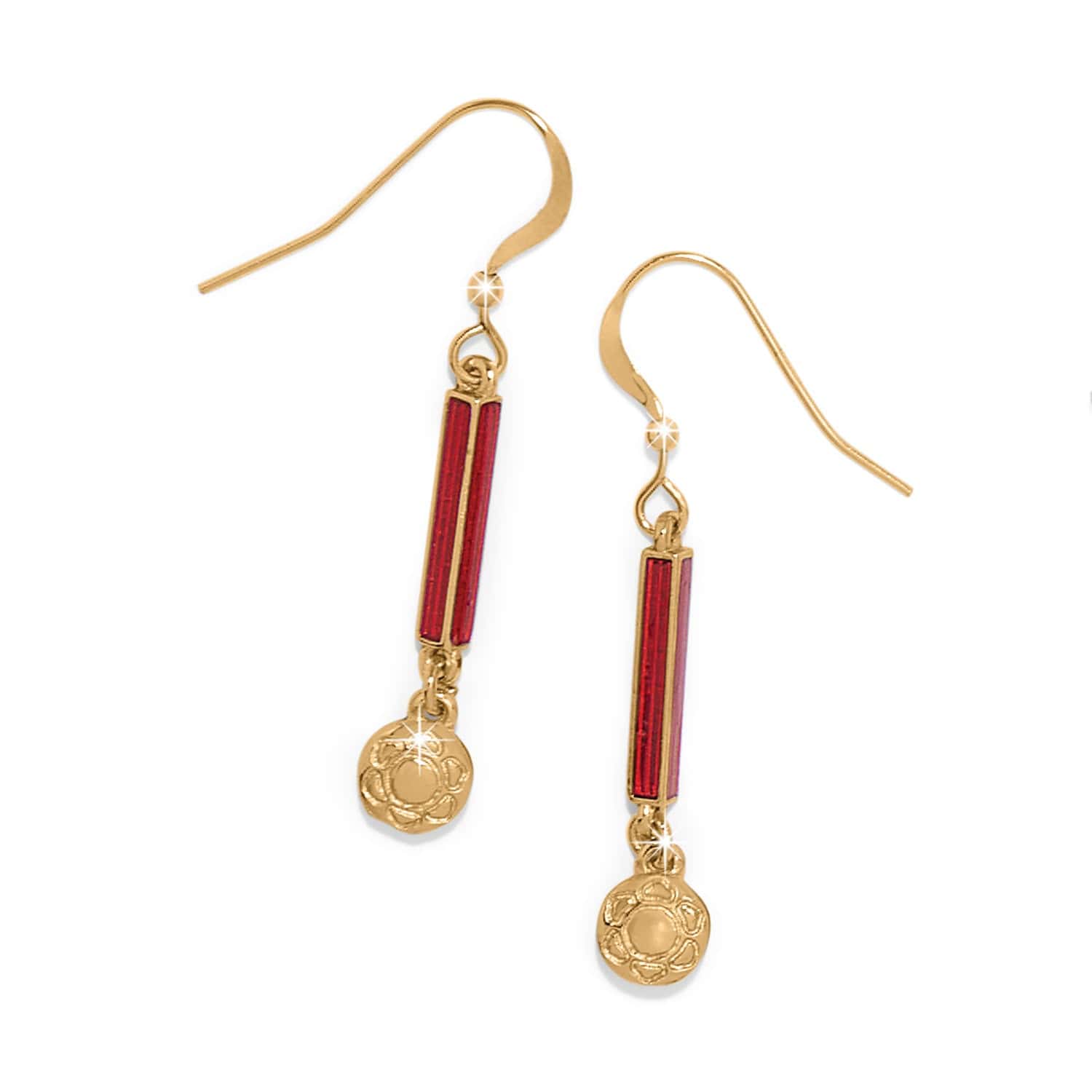 Sydney Poppy Drop French Wire Earrings gold-red 2