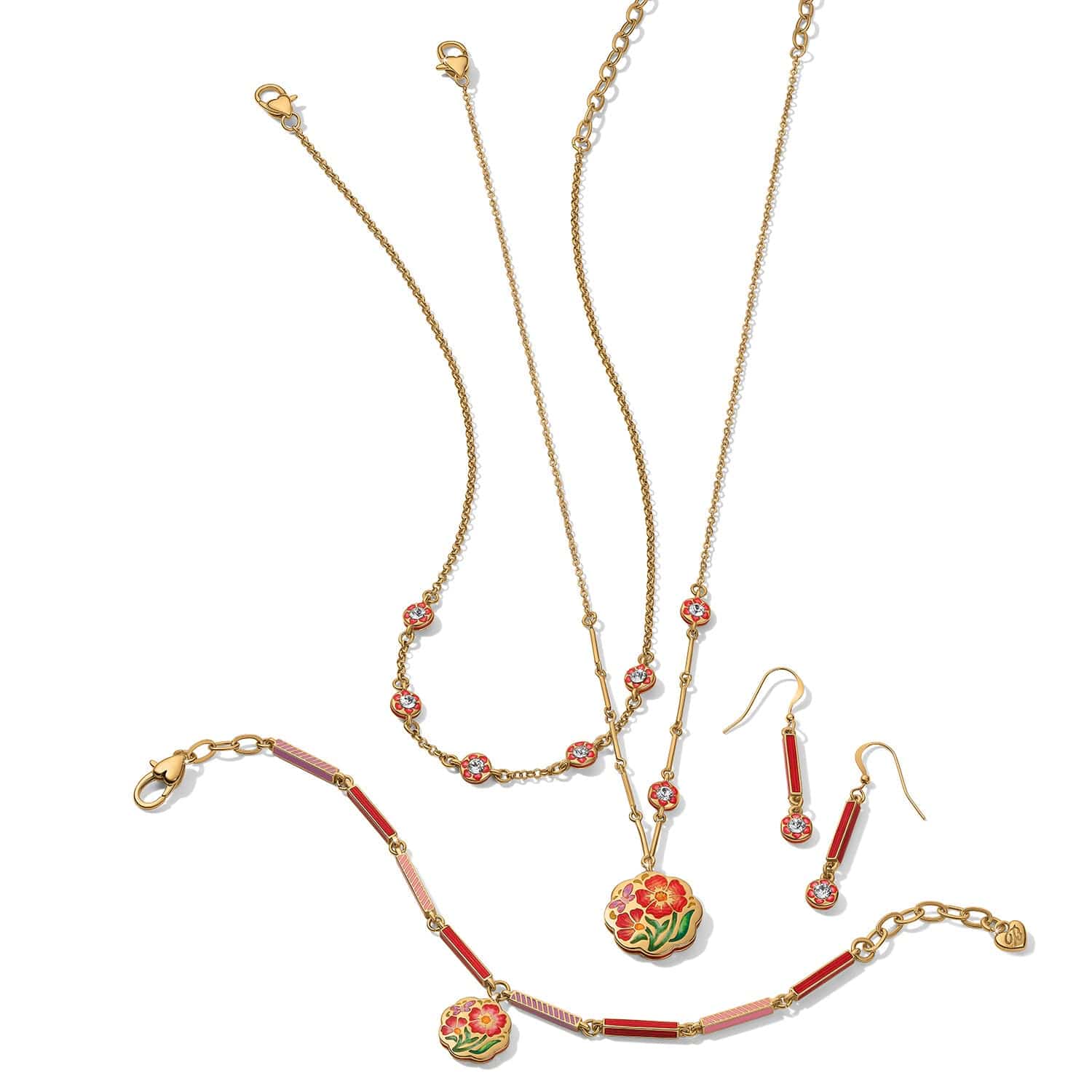 Sydney Poppy Drop French Wire Earrings gold-red 3