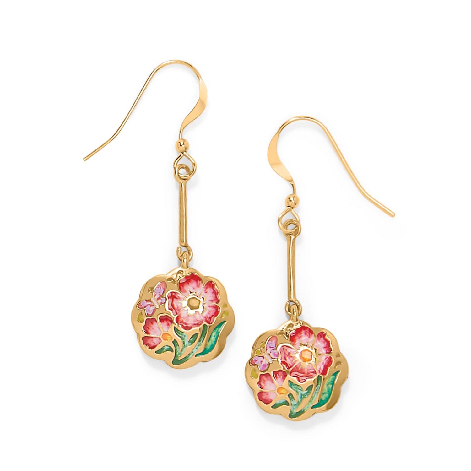 Sydney Poppy French Wire Earrings gold-red 1
