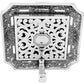 Brighton accessory shown from the back with silver-plated filigree scrollwork and heart-textured border on a white background