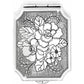 Brighton compact mirror with silver-tone engraved floral bouquet design and scalloped rectangular frame on a white background