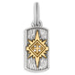 Brighton pendant charm with gold-tone starburst, cross motif, and crystal accents on silver-plated tag on a white background