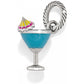 Brighton cocktail glass charm with blue enamel, yellow and pink umbrella, and silver-plated finish on a white background
