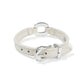 Brighton bracelet in white leather with silver-plated ring accent and buckle closure on a white background