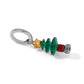 Brighton Christmas tree charm with green crystals, red crystal base, gold star, and silver-plated ring on a white background