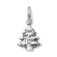 Brighton Christmas tree charm with silver-plated finish and engraved "Don't get your Tinsel in a Tangle" message on a white background