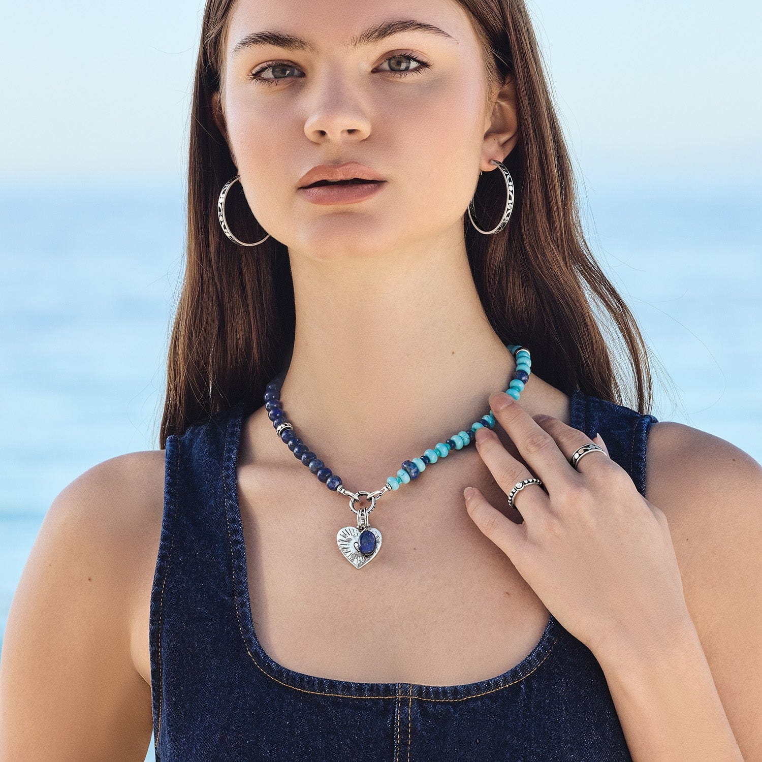 Token Charm Lapis Turquoise Necklace - Brighton