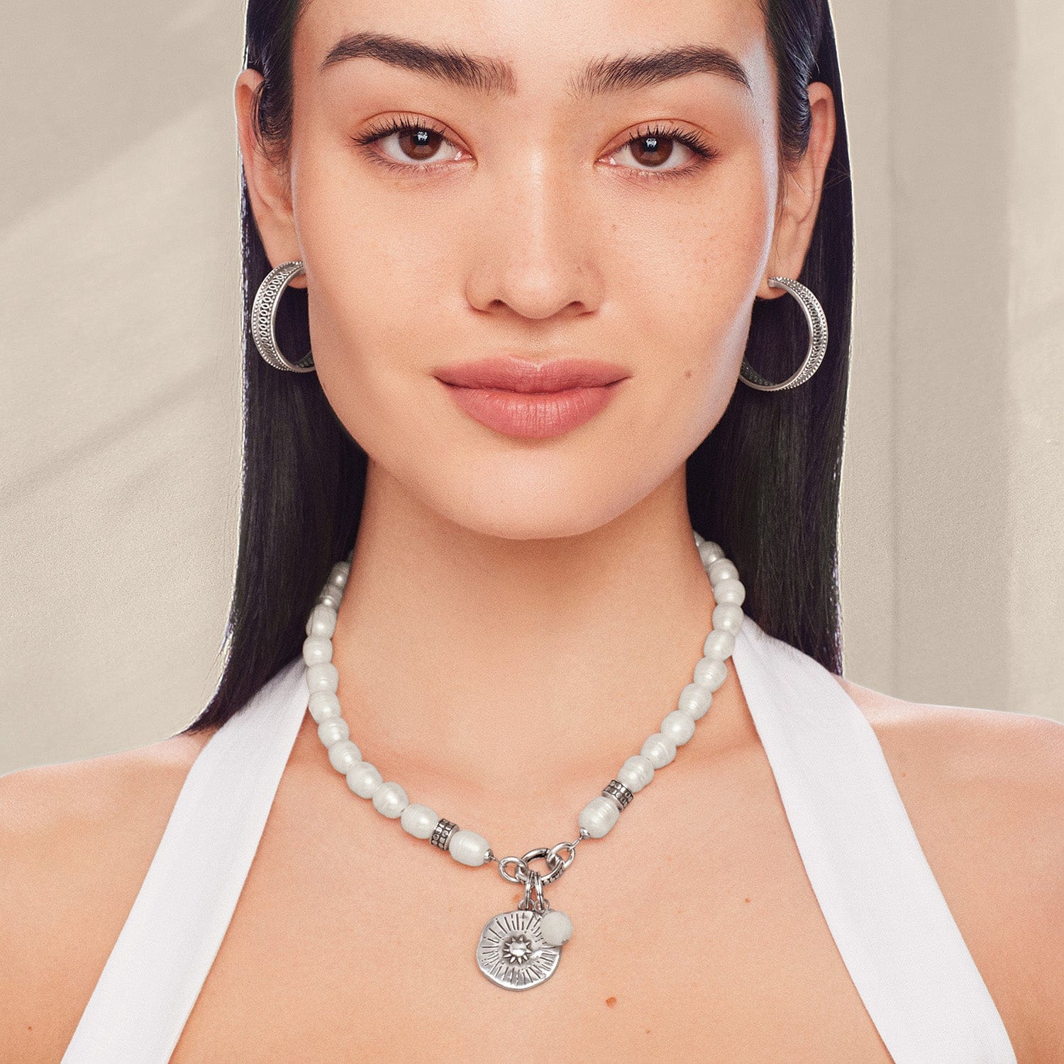 Token Charm Pearl Necklace - Brighton