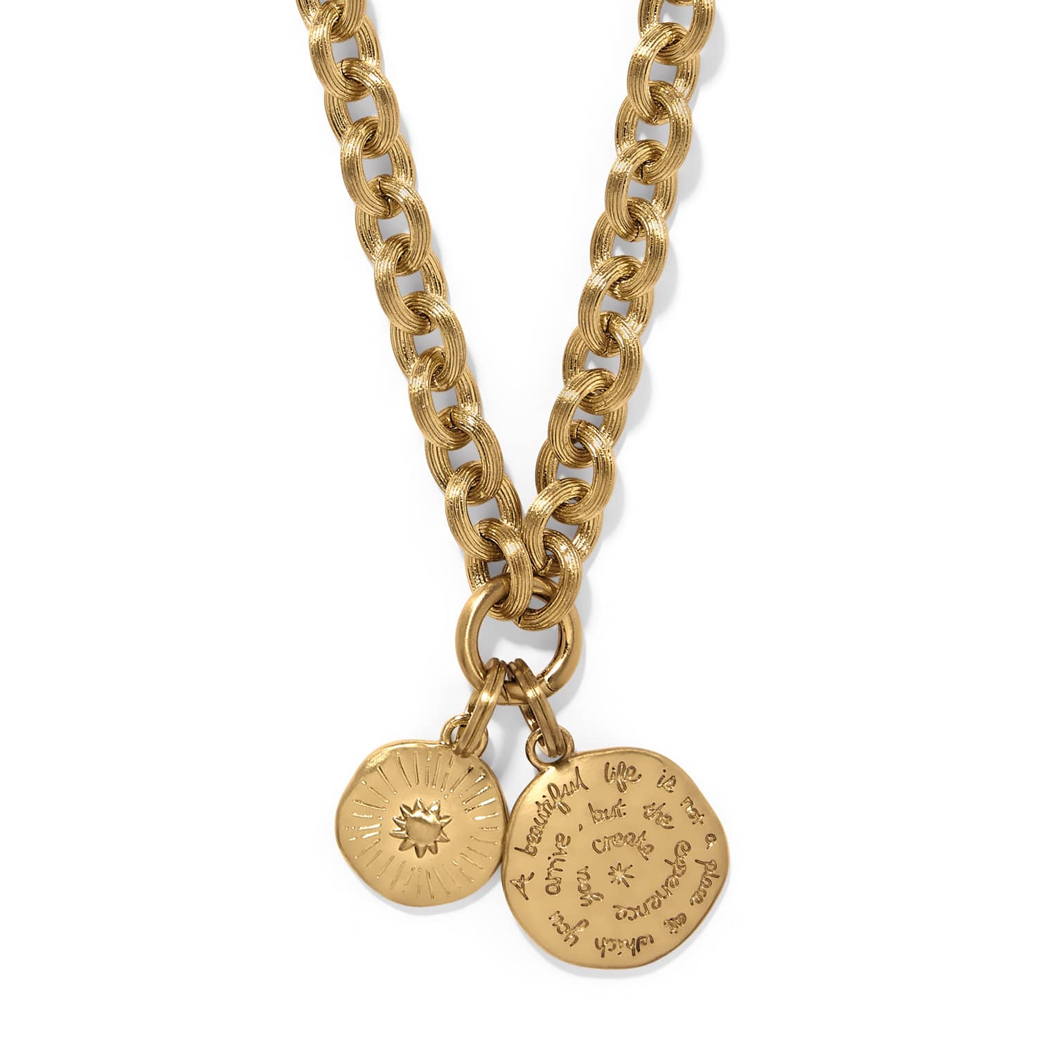 Token Lavish Link Round Charm Necklace gold 2