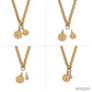 Brighton charm necklace with gold-plated chain, sunburst medallion, inscribed disc, and blue crystal charm options on a white background