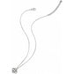 Brighton pendant necklace with silver-plated clover-shaped pendant and crystal center stone on a white background