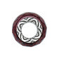 Brighton bead charm with faceted burgundy exterior and silver-plated patterned center on a white background