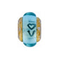 Brighton bead charm with turquoise glass center, etched heart design, and brushed gold side accents on a white background