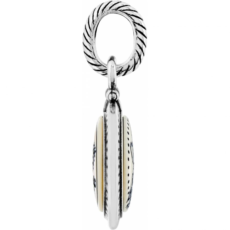 Brighton charm shown from the side with silver-plated rope-textured bail and ivory disc detail on a white background
