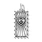 Brighton silver-plated rectangular charm pendant with radiating rays, heart motif, crystal accent, and beaded edges on a white background