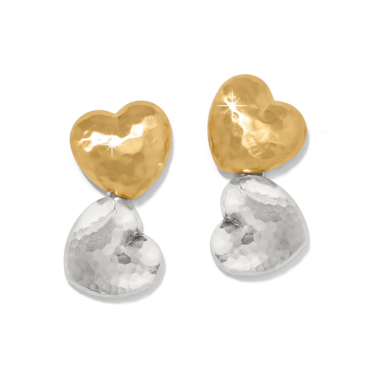 Trianon Heart Small Two Tone Post Drop Earrings silver-gold 1