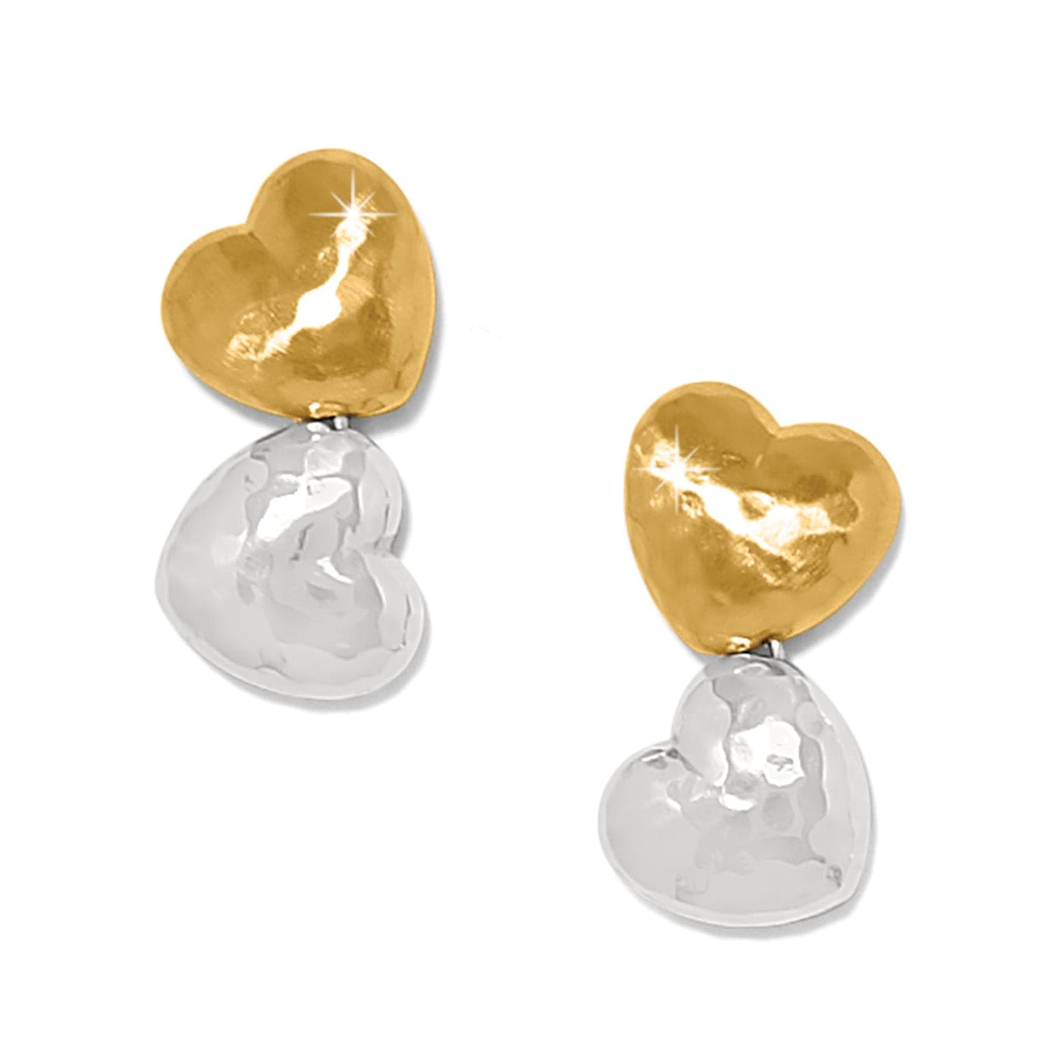 Trianon Heart Small Two Tone Post Drop Earrings silver-gold 3
