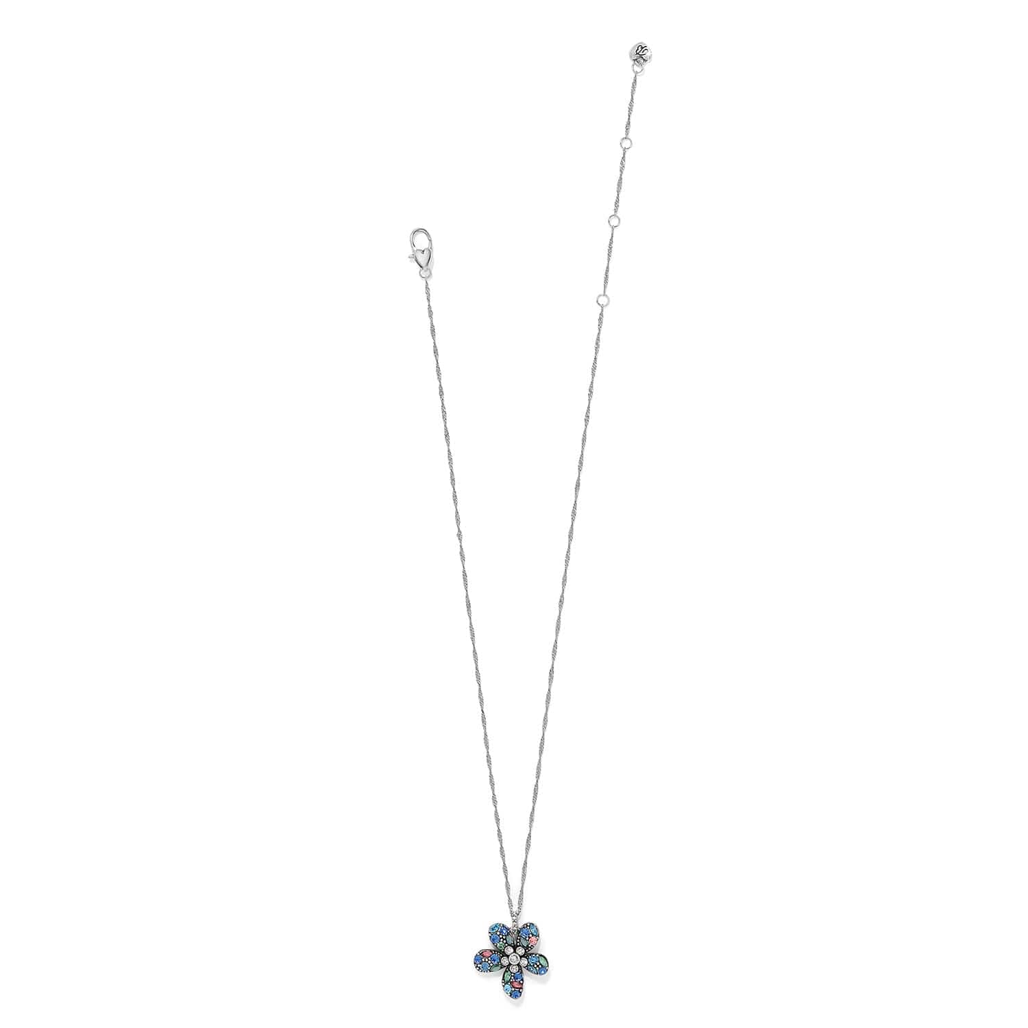 Trust Your Journey Flower Reversible Necklace silver-blues 3