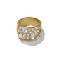 Brighton gold-plated dome ring with clustered fine quality crystals in varied oval and round cuts on a white background
