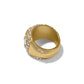 Brighton gold-plated ring shown from the side with pavé crystal dome and crystal-lined band on a white background