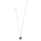 Brighton pendant necklace with multicolor crystal heart charm and silver-plated twisted chain on a white background