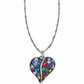 Brighton pendant necklace with silver-plated heart of multicolored crystals on a twisted chain on a white background