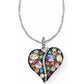 Brighton heart pendant necklace with multicolored crystals and silver-plated chain on a white background