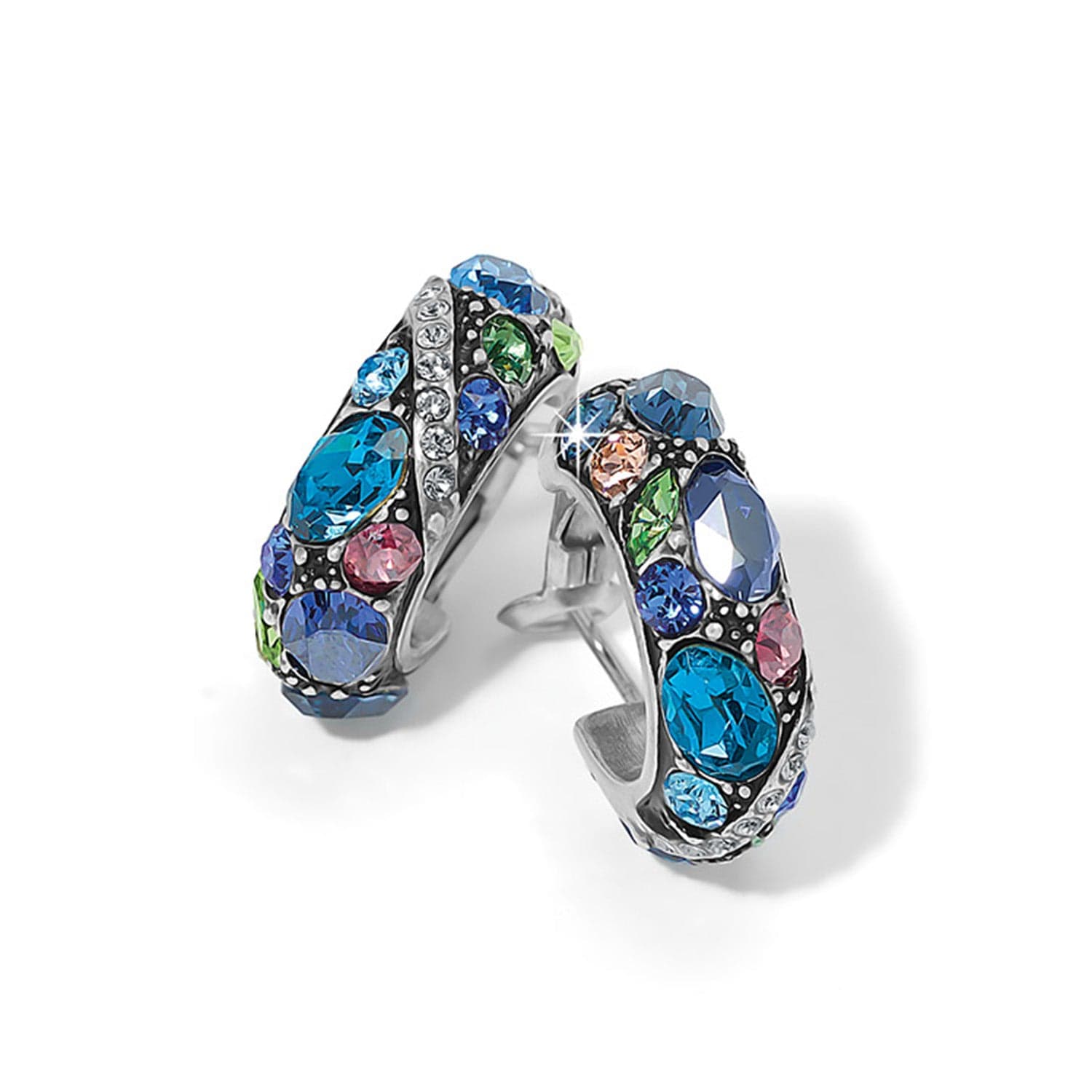 Trust Your Journey Hoop Earrings silver-blues 2