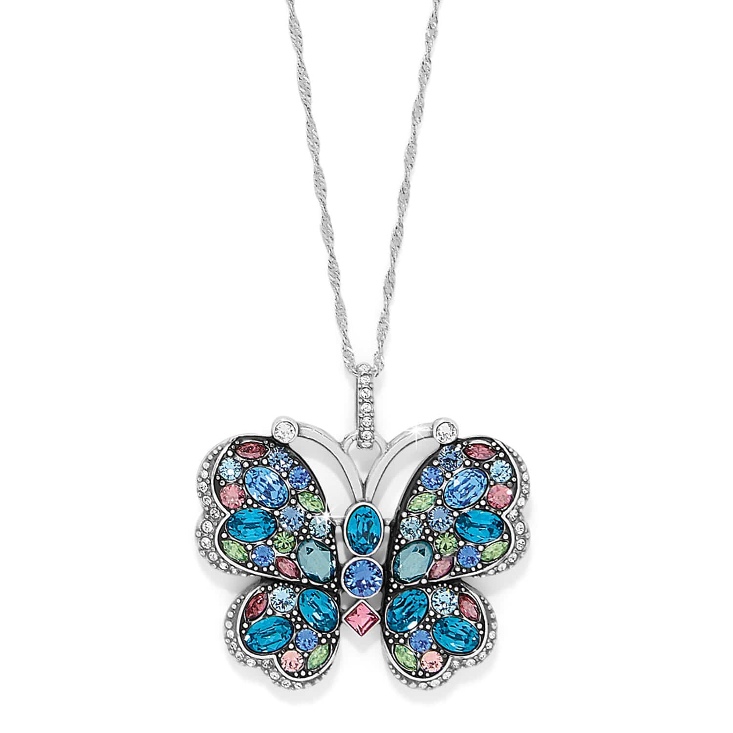 Trust Your Journey Large Butterfly Necklace silver-blues 2