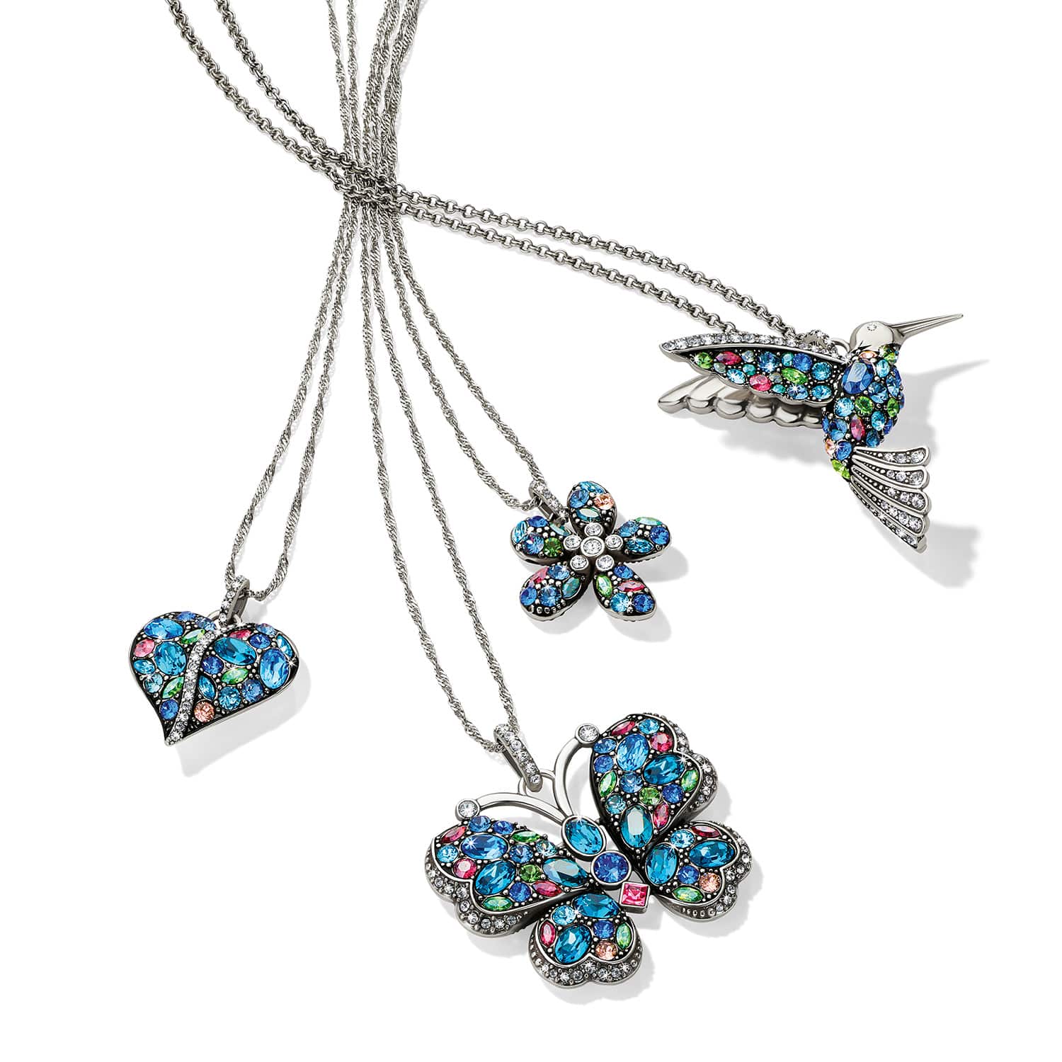 Trust Your Journey Large Butterfly Necklace silver-blues 5