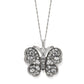 Brighton butterfly pendant necklace with fine quality crystals and silver-plated chain on a white background