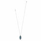 Brighton pendant necklace with silver-plated chain and marquise pendant featuring multicolored crystals on a white background