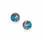 Brighton stud earrings with silver-plated finish and blue, pink, and teal crystal cluster accents on a white background