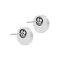Brighton stud earrings shown from the back with silver-plated round settings and visible posts on a white background