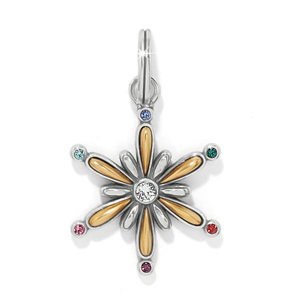 Brighton star charm with two-tone finish, central crystal, and multicolored crystal accents on a white background